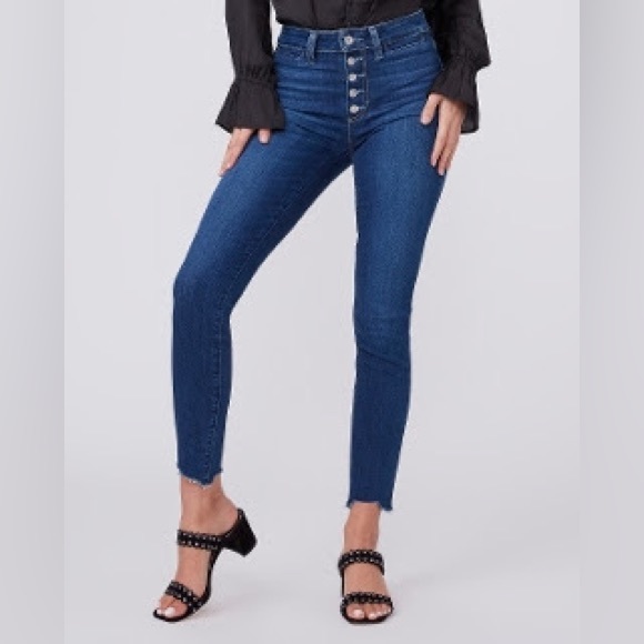 PAIGE Jeans HOXTON ANKLE EXPOSED BUTTON FLY WITH RAW CHEWED HEM - Picture 5 of 5